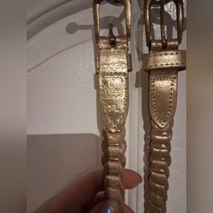 2X Vintage Gold Braided Leather Belts
